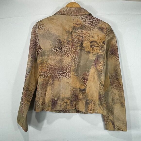 Vakko Animal Printed Leather Jacket Blazer - Picture 9 of 13